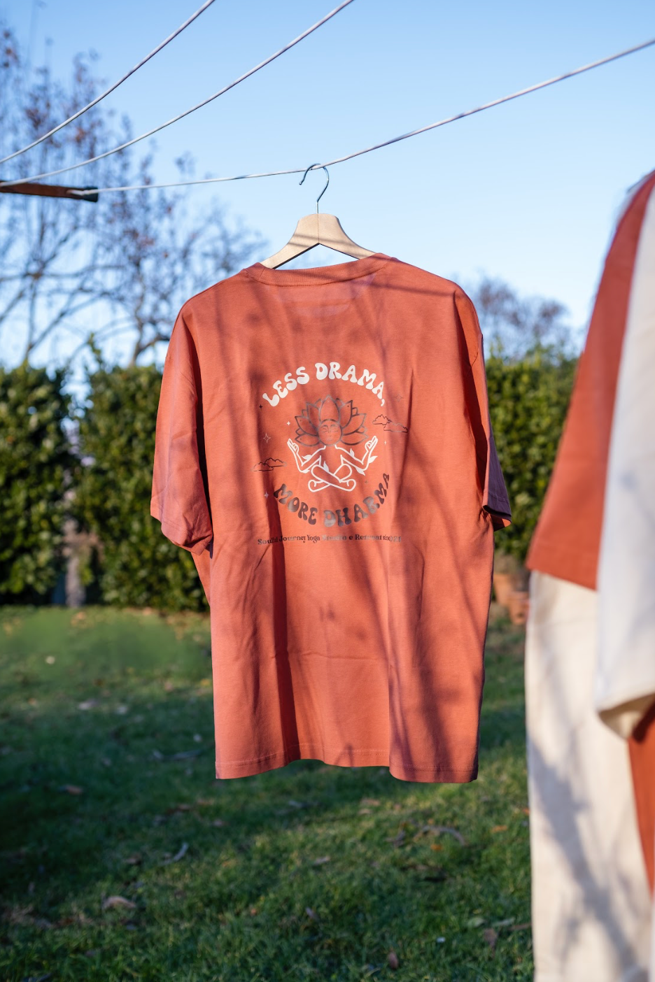 T-Shirt Less Drama, More Dharma - Heritage Brown